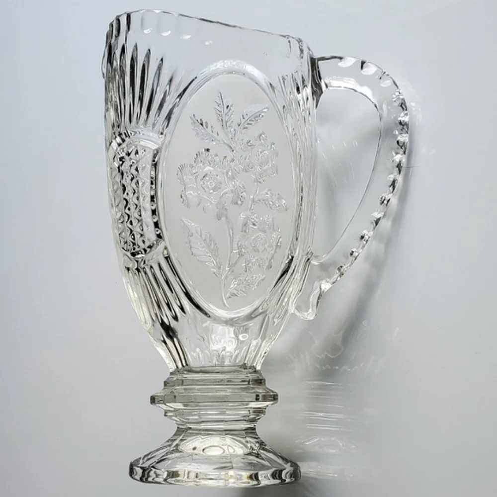 Vntg Lead Crystal 40oz Floral Pitcher by Kristal Zajecar made in Yugoslavia - Picture 7 of 16